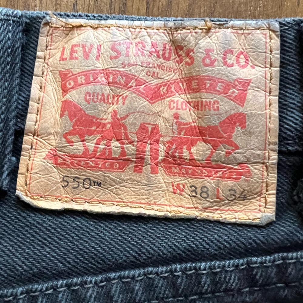 Men’s 550 Relaxed Fit Black Denim Jeans 38x34 - Picture 7 of 12